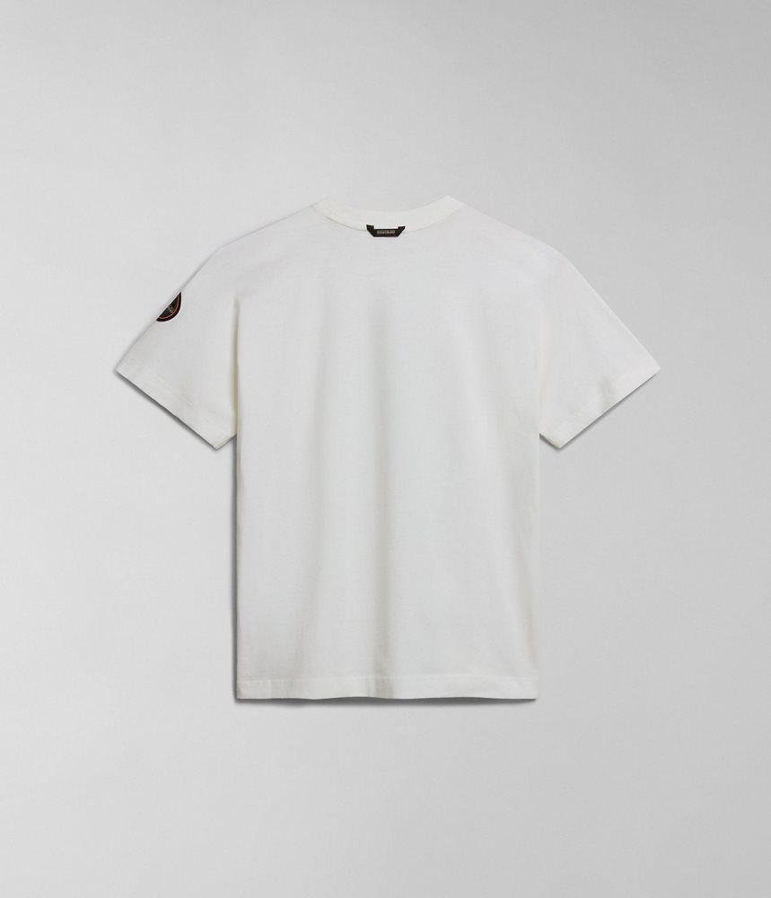 Napapijri Keith Short Sleeve T-Shirt T-shirts Dames Wit | EQFGWAP-34