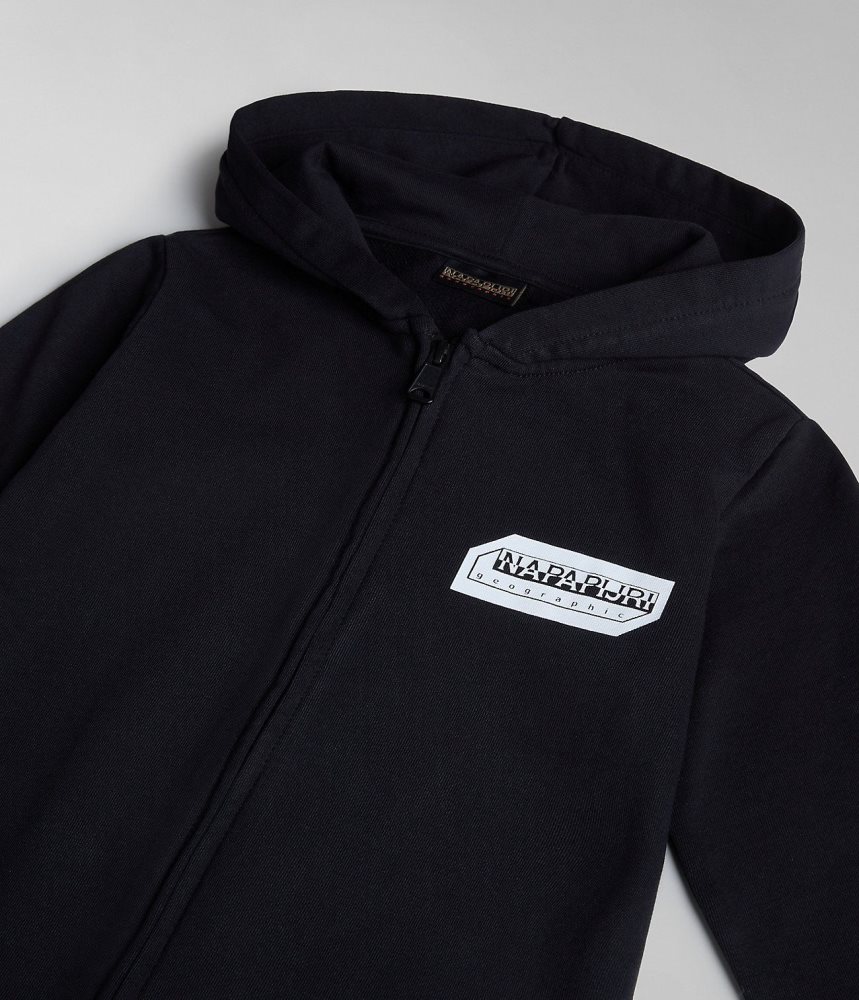 Napapijri Kitik Full-Zip Hoodie (4-16 YEARS) Sweatshirts Kinderen Zwart | QJXMEVU-80