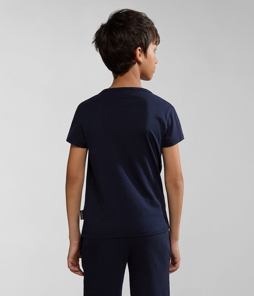 Napapijri Kitik Short Sleeve T-Shirt (4-16 YEARS) T-shirts Kinderen Donkerblauw | BNJPFWG-40