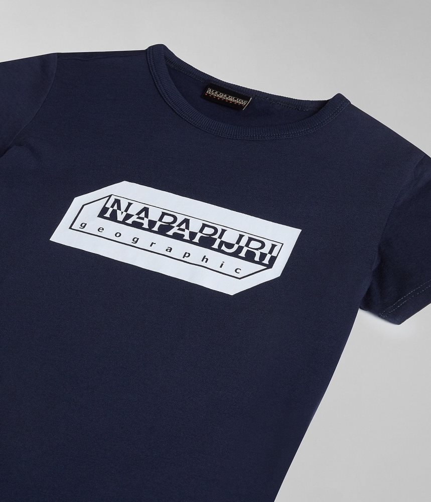 Napapijri Kitik Short Sleeve T-Shirt (4-16 YEARS) T-shirts Kinderen Donkerblauw | BNJPFWG-40