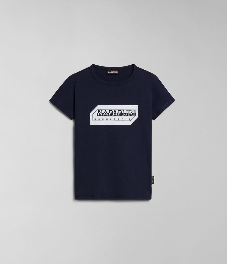Napapijri Kitik Short Sleeve T-Shirt (4-16 YEARS) T-shirts Kinderen Donkerblauw | BNJPFWG-40