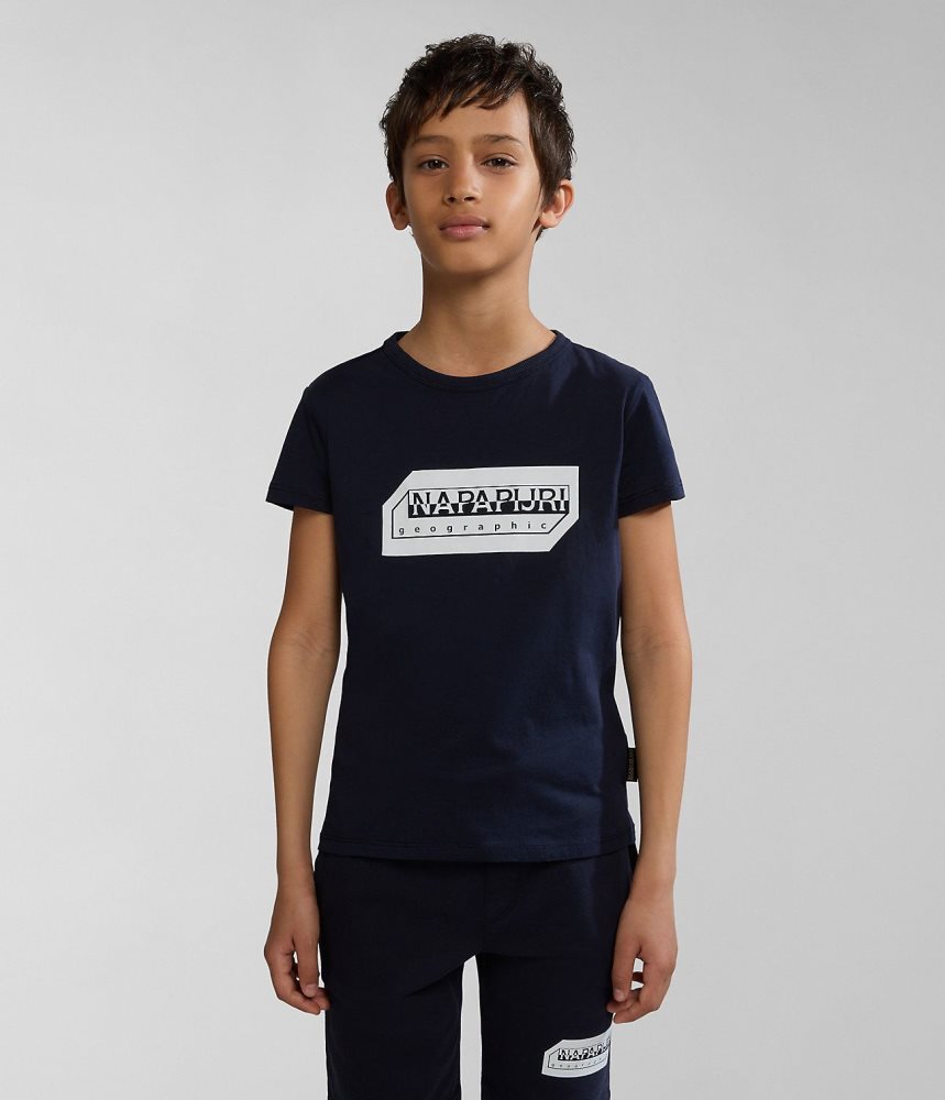 Napapijri Kitik Short Sleeve T-Shirt (4-16 YEARS) T-shirts Kinderen Donkerblauw | BNJPFWG-40