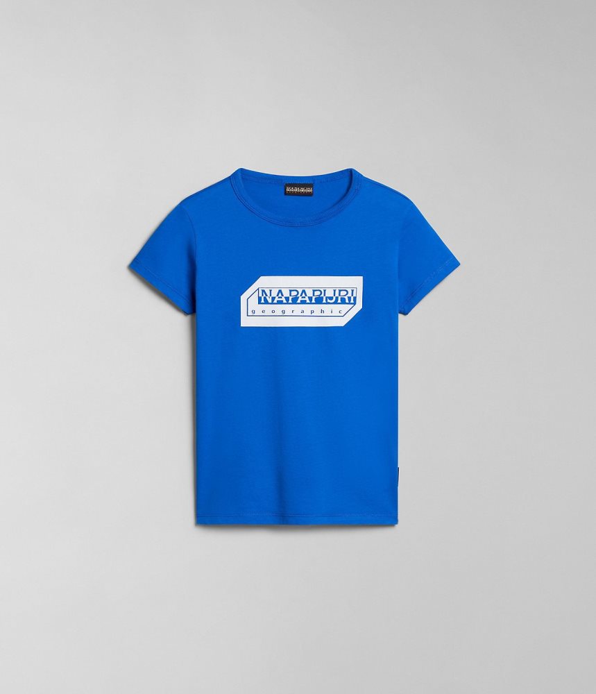 Napapijri Kitik Short Sleeve T-Shirt (4-16 YEARS) T-shirts Kinderen Blauw | ZIVMOLT-67
