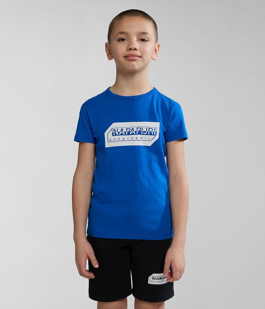 Napapijri Kitik Short Sleeve T-Shirt (4-16 YEARS) T-shirts Kinderen Blauw | ZIVMOLT-67