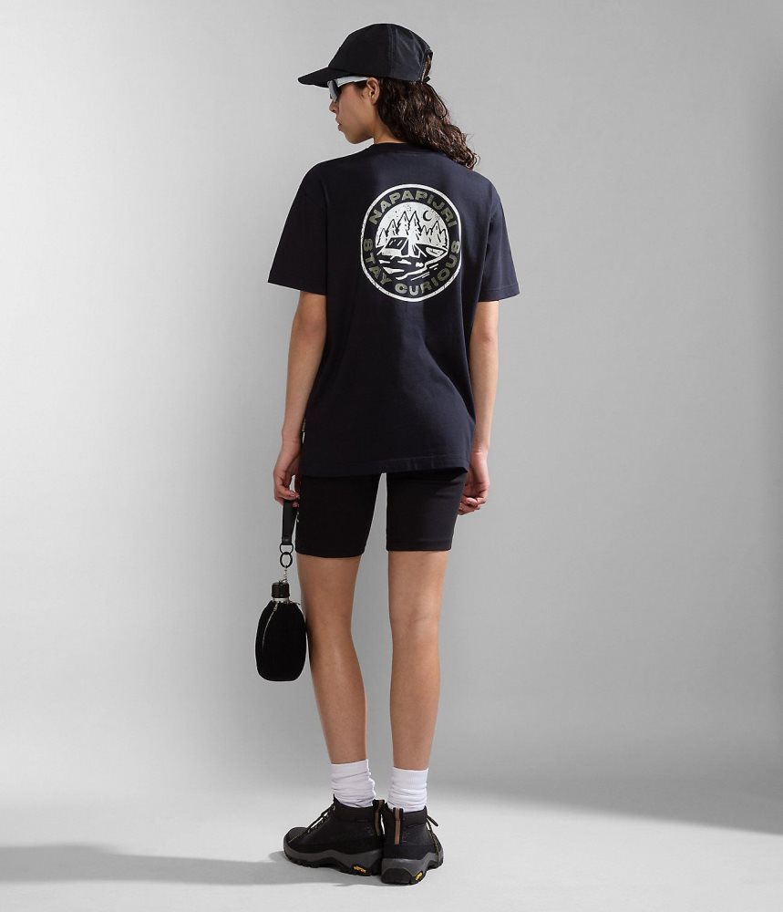 Napapijri Kotcho Short Sleeve T-Shirt T-shirts Dames Zwart | KTPFWOU-20