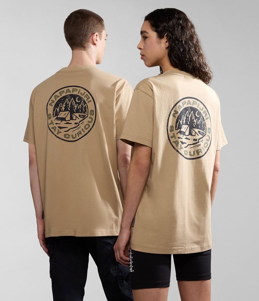 Napapijri Kotcho Short Sleeve T-Shirt T-shirts Dames Beige | FNEPUIA-87