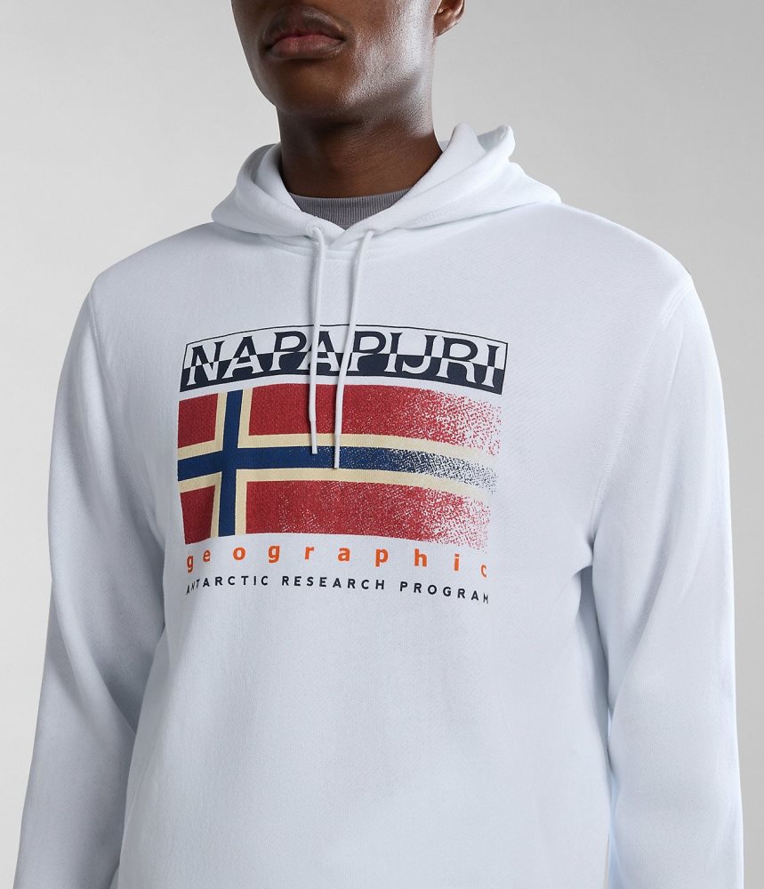 Napapijri Kreis Hoodie Hoodie Heren Wit | ZQTBSJH-93