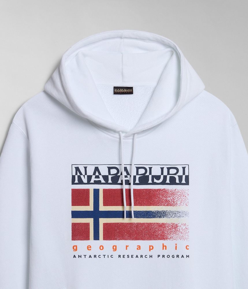 Napapijri Kreis Hoodie Hoodie Heren Wit | ZQTBSJH-93