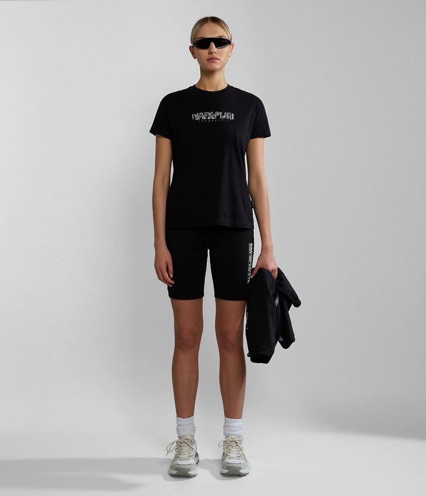 Napapijri Kreis Short Sleeve T-Shirt T-shirts Dames Zwart | NBCYOAJ-78