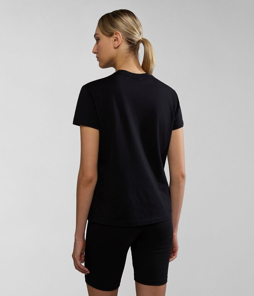 Napapijri Kreis Short Sleeve T-Shirt T-shirts Dames Zwart | NBCYOAJ-78
