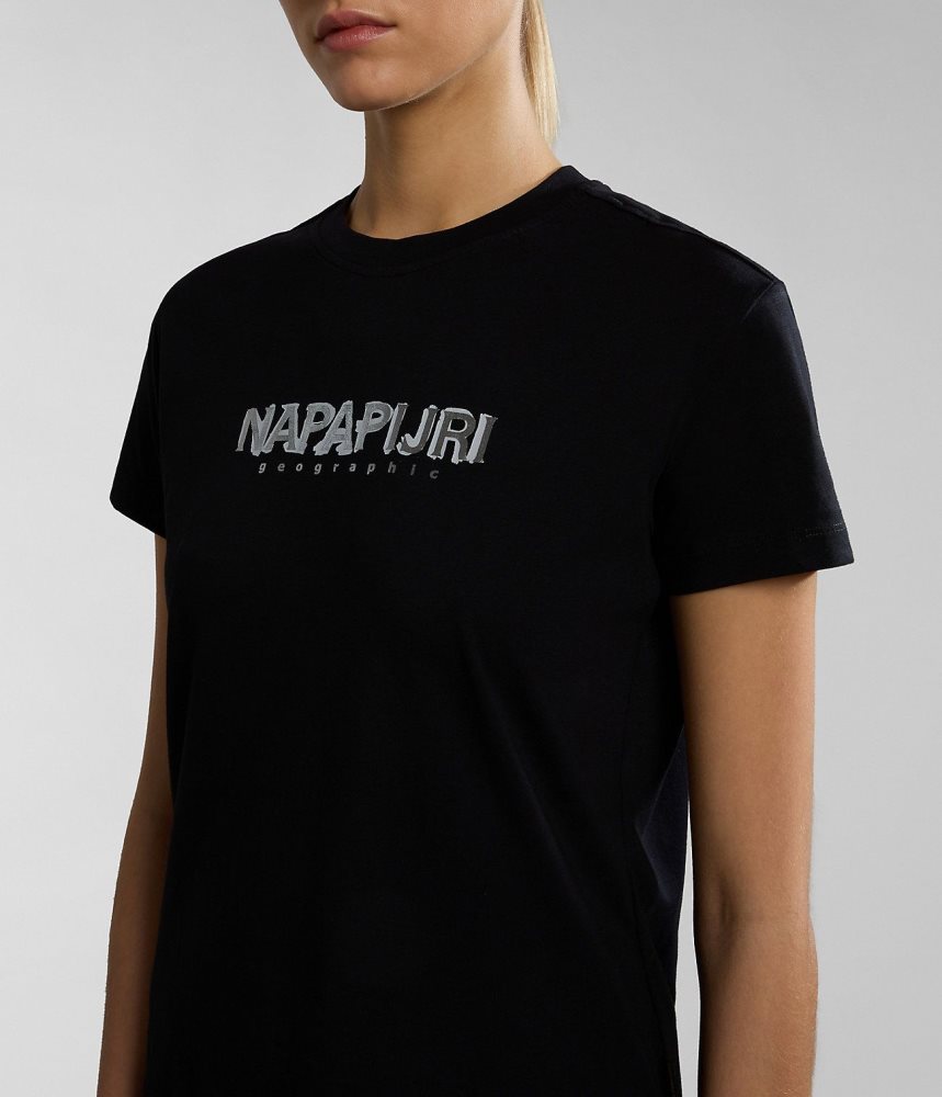 Napapijri Kreis Short Sleeve T-Shirt T-shirts Dames Zwart | NBCYOAJ-78