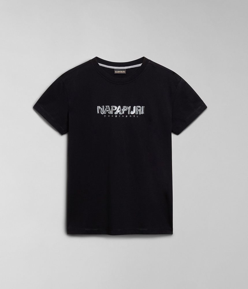 Napapijri Kreis Short Sleeve T-Shirt T-shirts Dames Zwart | NBCYOAJ-78