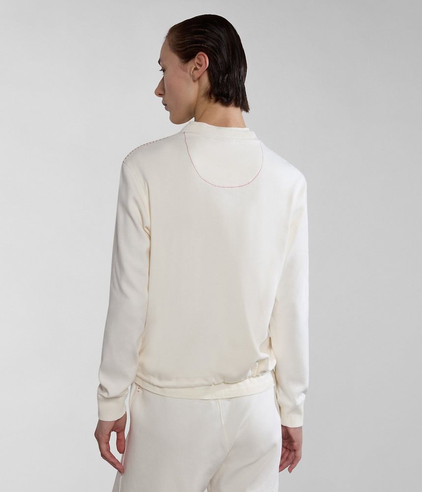 Napapijri Kreis Sweatshirt Sweatshirts Dames Wit | DVWGBAT-59