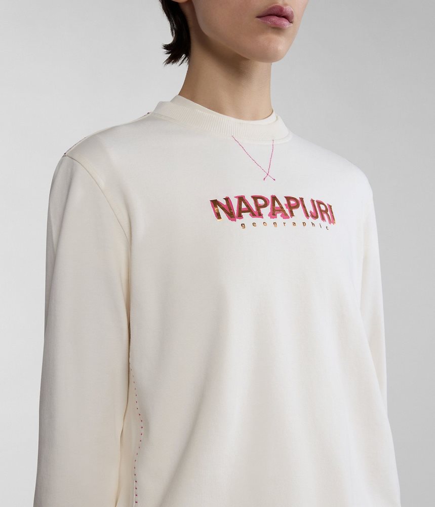 Napapijri Kreis Sweatshirt Sweatshirts Dames Wit | DVWGBAT-59