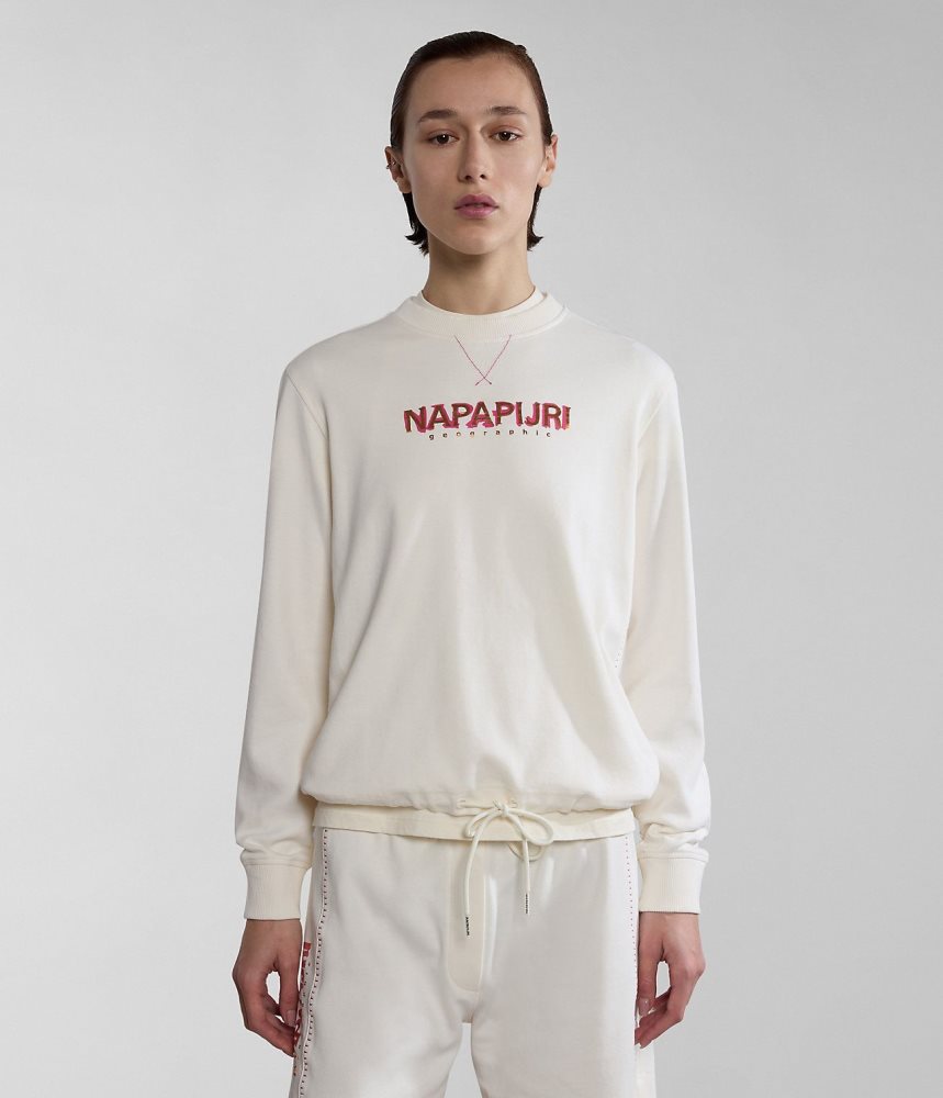 Napapijri Kreis Sweatshirt Sweatshirts Dames Wit | DVWGBAT-59