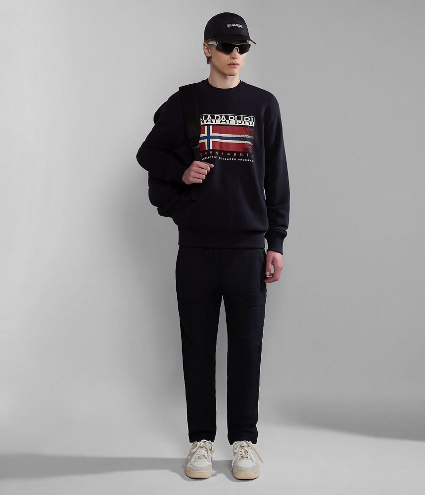 Napapijri Kreis Sweatshirt Sweatshirts Heren Zwart | AJKFGOX-65