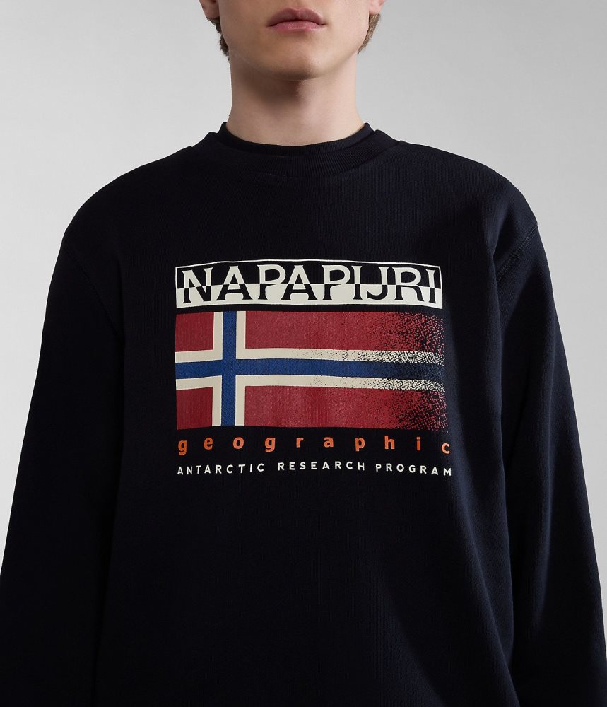 Napapijri Kreis Sweatshirt Sweatshirts Heren Zwart | AJKFGOX-65