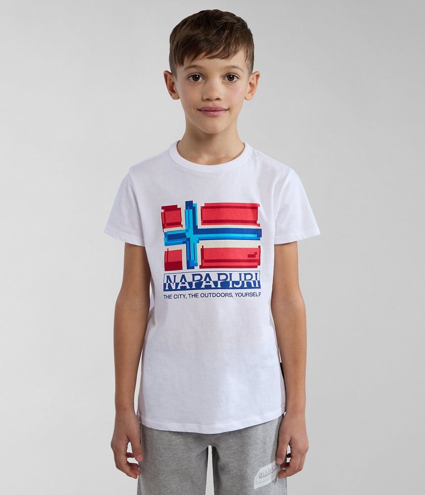 Napapijri Liard Short Sleeve T-Shirt (4-16 YEARS) T-shirts Kinderen Wit | XONPATJ-71