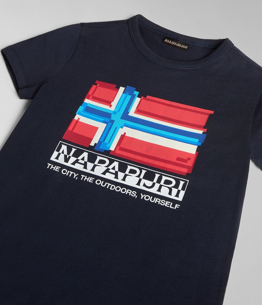 Napapijri Liard Short Sleeve T-Shirt (4-16 YEARS) T-shirts Kinderen Donkerblauw | LTDAXJB-63
