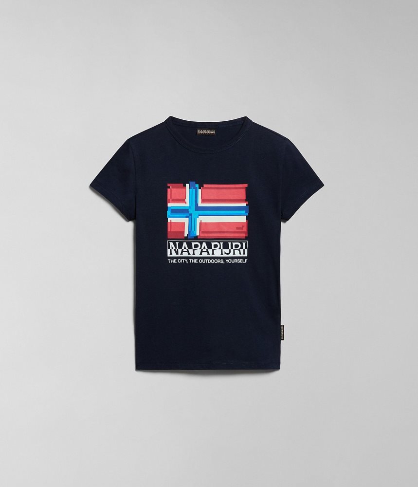 Napapijri Liard Short Sleeve T-Shirt (4-16 YEARS) T-shirts Kinderen Donkerblauw | LTDAXJB-63