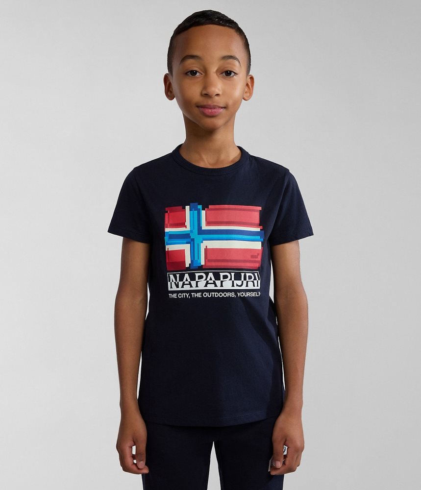 Napapijri Liard Short Sleeve T-Shirt (4-16 YEARS) T-shirts Kinderen Donkerblauw | LTDAXJB-63