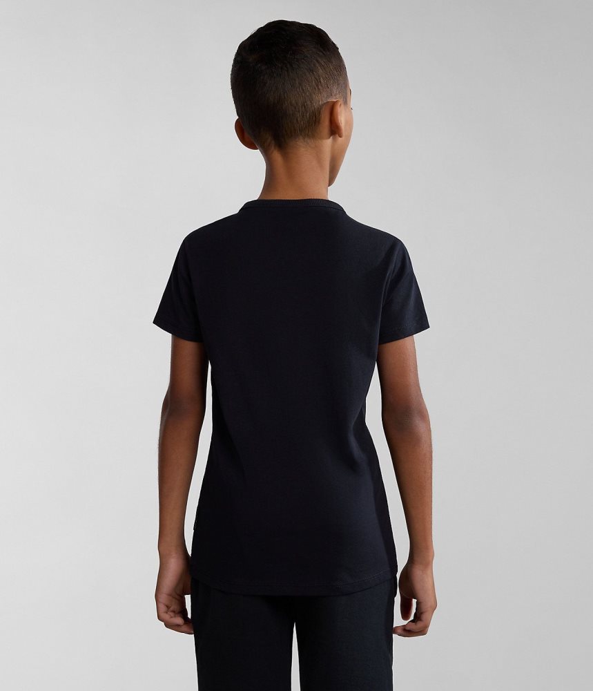Napapijri Liard Short Sleeve T-Shirt (4-16 YEARS) T-shirts Kinderen Zwart | EZHTSCV-10