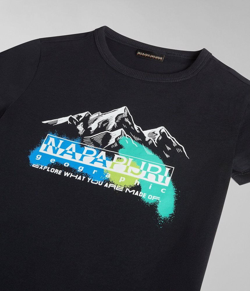 Napapijri Liard Short Sleeve T-Shirt (4-16 YEARS) T-shirts Kinderen Zwart | EZHTSCV-10