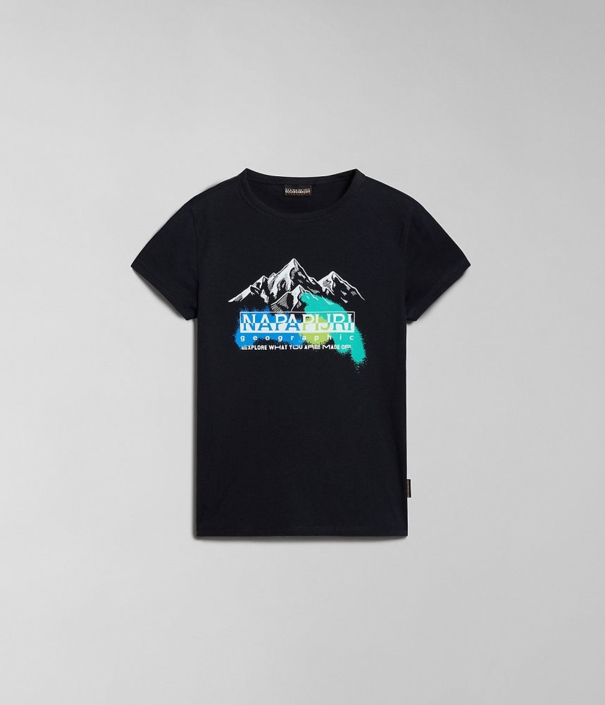 Napapijri Liard Short Sleeve T-Shirt (4-16 YEARS) T-shirts Kinderen Zwart | EZHTSCV-10