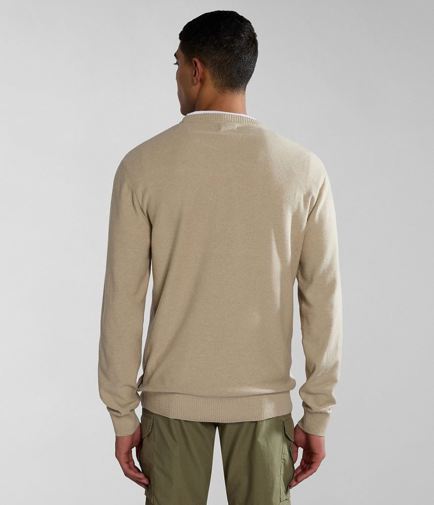Napapijri Linen Jumper Jumpers Heren Beige | OHVYPFX-72