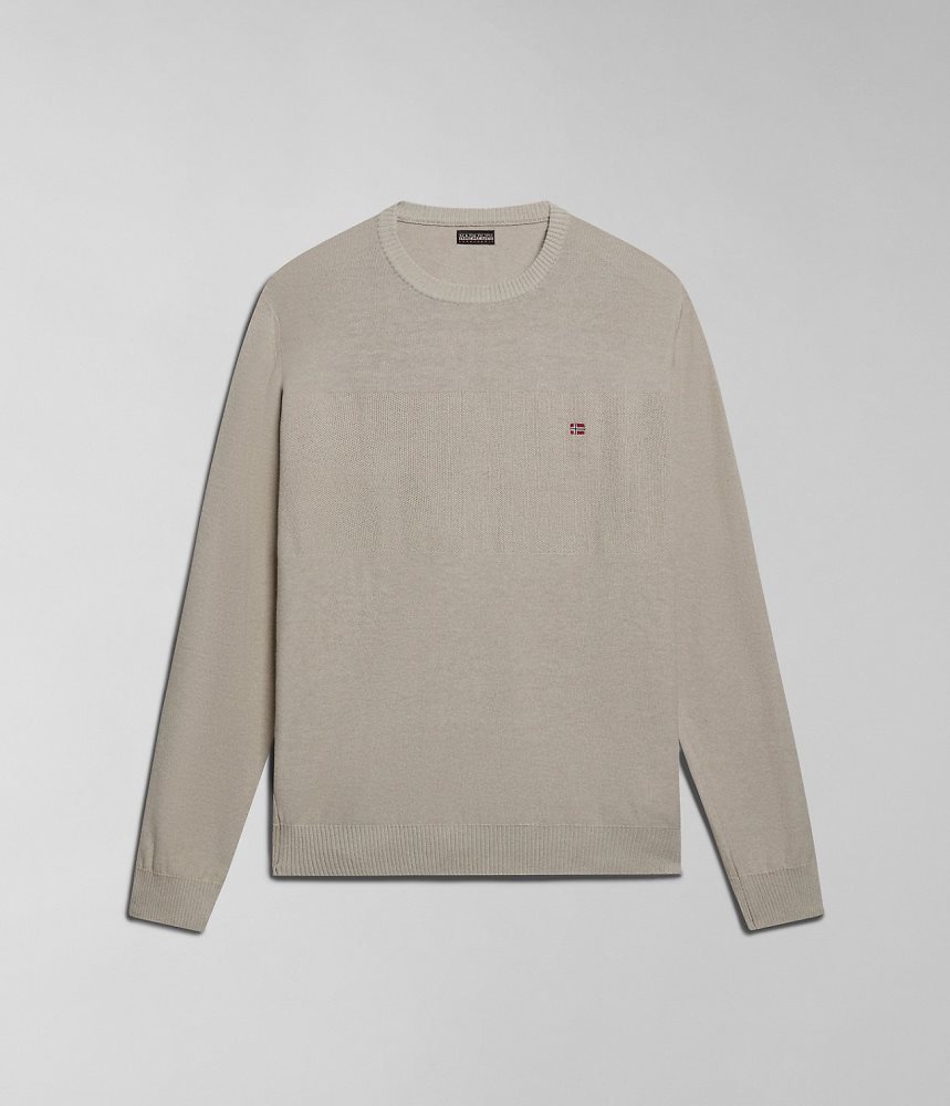 Napapijri Linen Jumper Jumpers Heren Beige | OHVYPFX-72