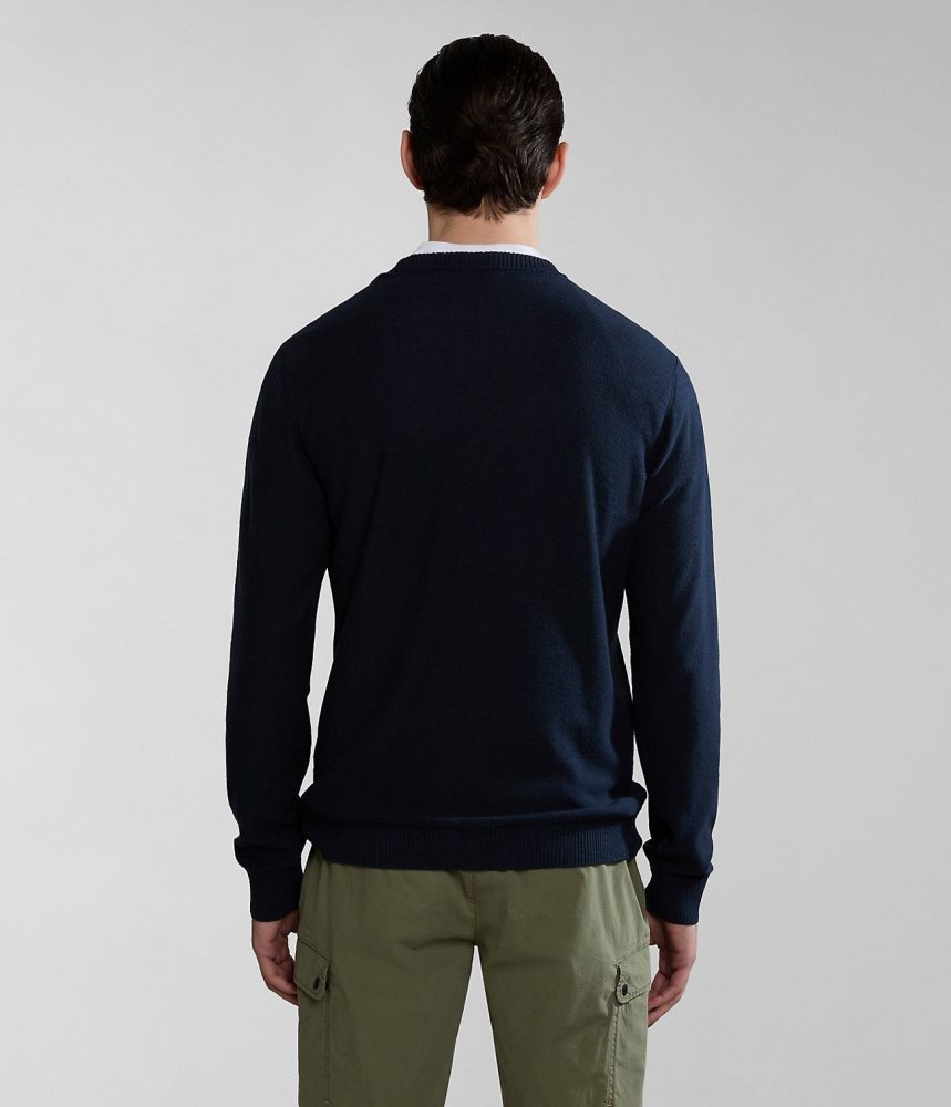 Napapijri Linen Jumper Jumpers Heren Donkerblauw | ACHNFOG-30
