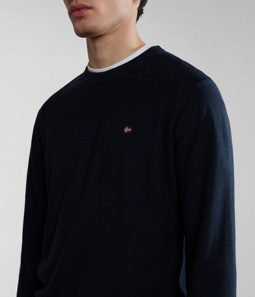 Napapijri Linen Jumper Jumpers Heren Donkerblauw | ACHNFOG-30