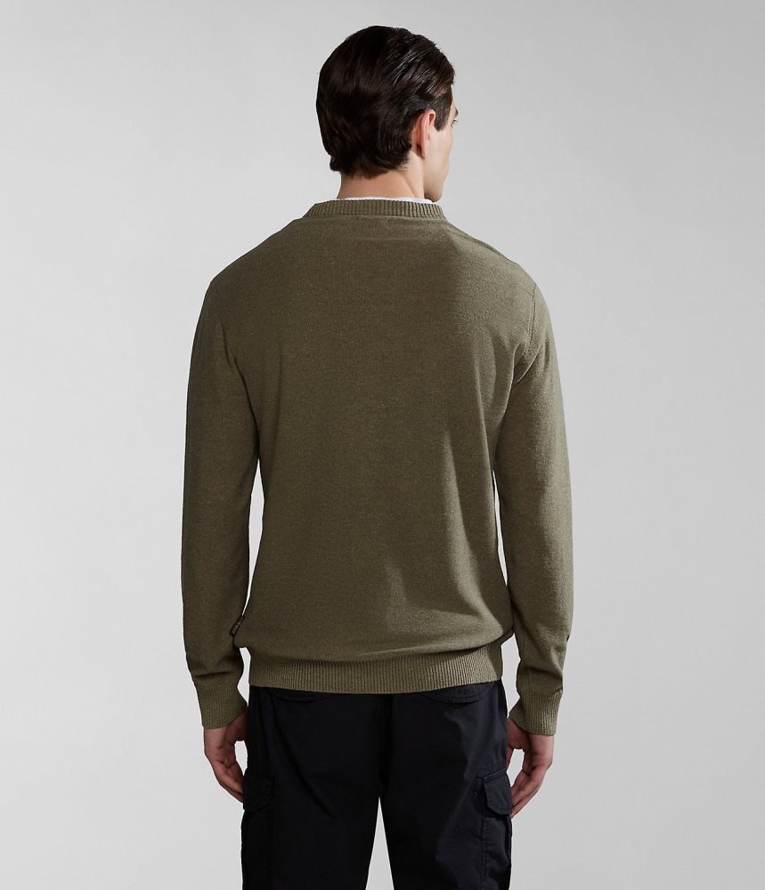 Napapijri Linen Jumper Jumpers Heren Groen | OUWRZIT-52