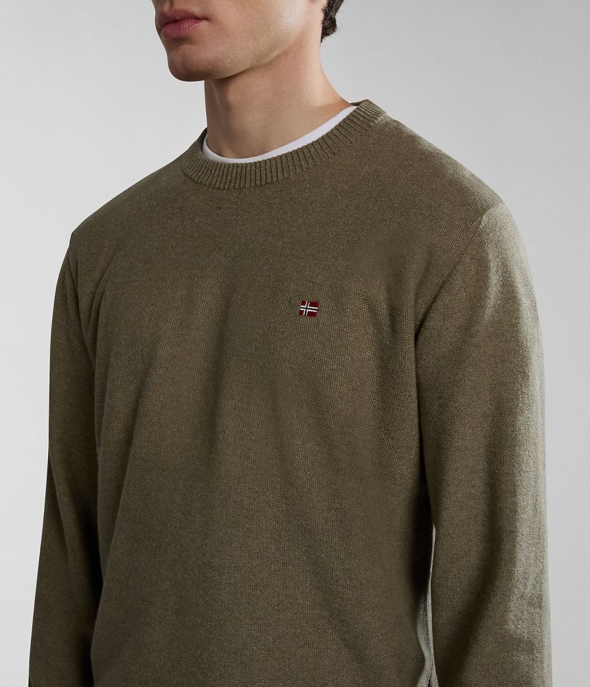 Napapijri Linen Jumper Jumpers Heren Groen | OUWRZIT-52