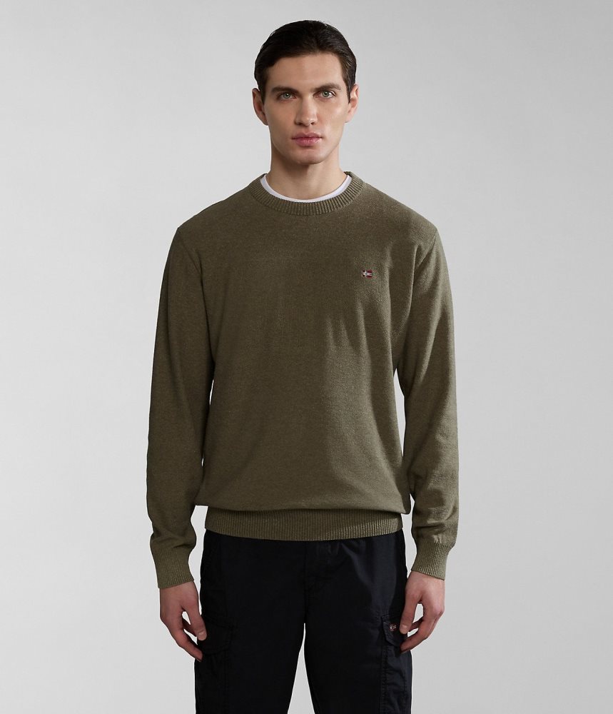 Napapijri Linen Jumper Jumpers Heren Groen | OUWRZIT-52