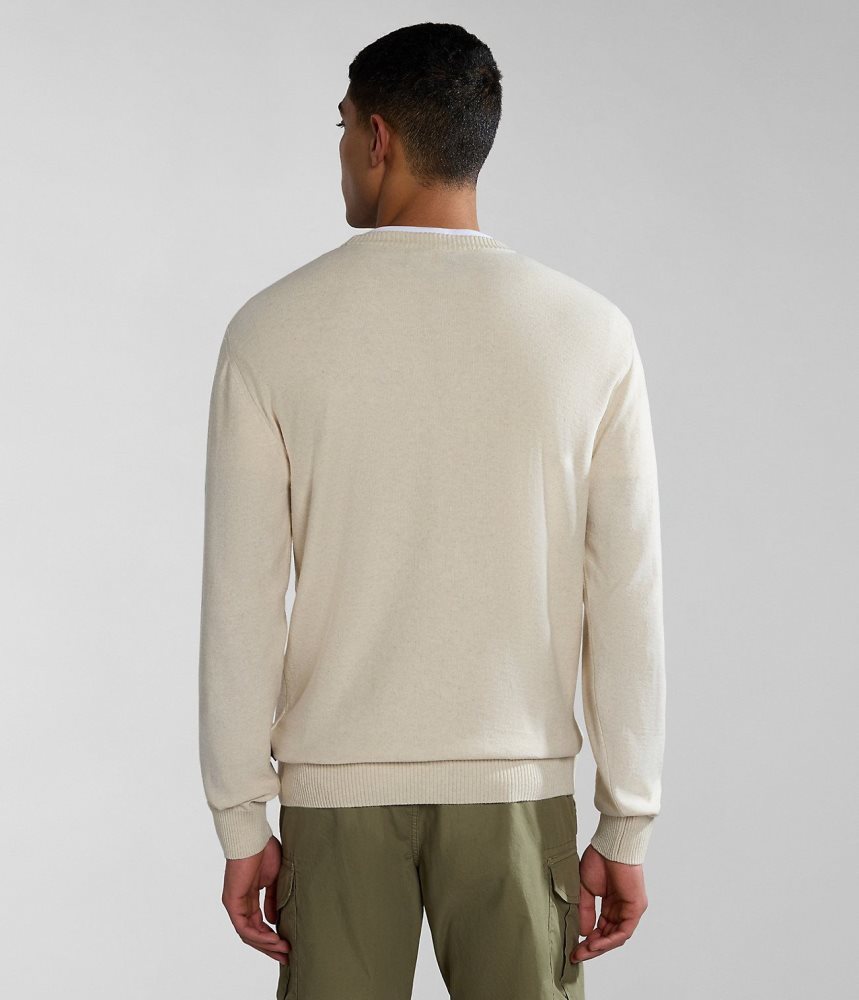 Napapijri Linen Jumper Jumpers Heren Wit | PMETNSQ-17
