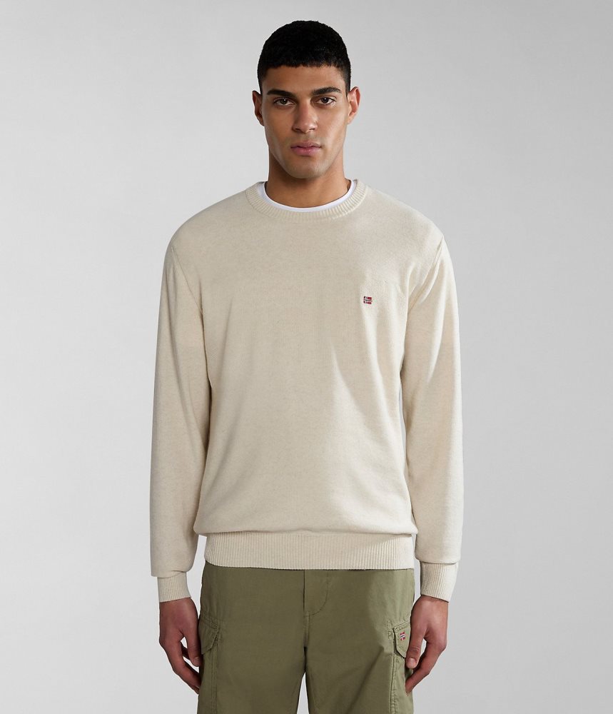 Napapijri Linen Jumper Jumpers Heren Wit | PMETNSQ-17