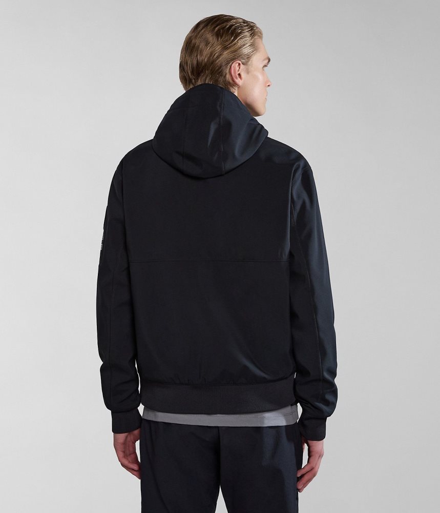 Napapijri Melville Mono-material Shell Jacket Short Jackets Heren Zwart | ZDLKRSX-72