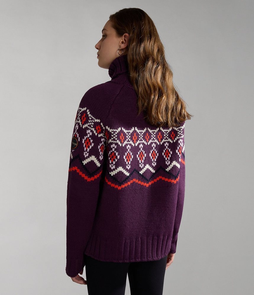 Napapijri Nathaniel Turtleneck Jumper Gebreide Kleding Dames Paars | TCEJBVD-43