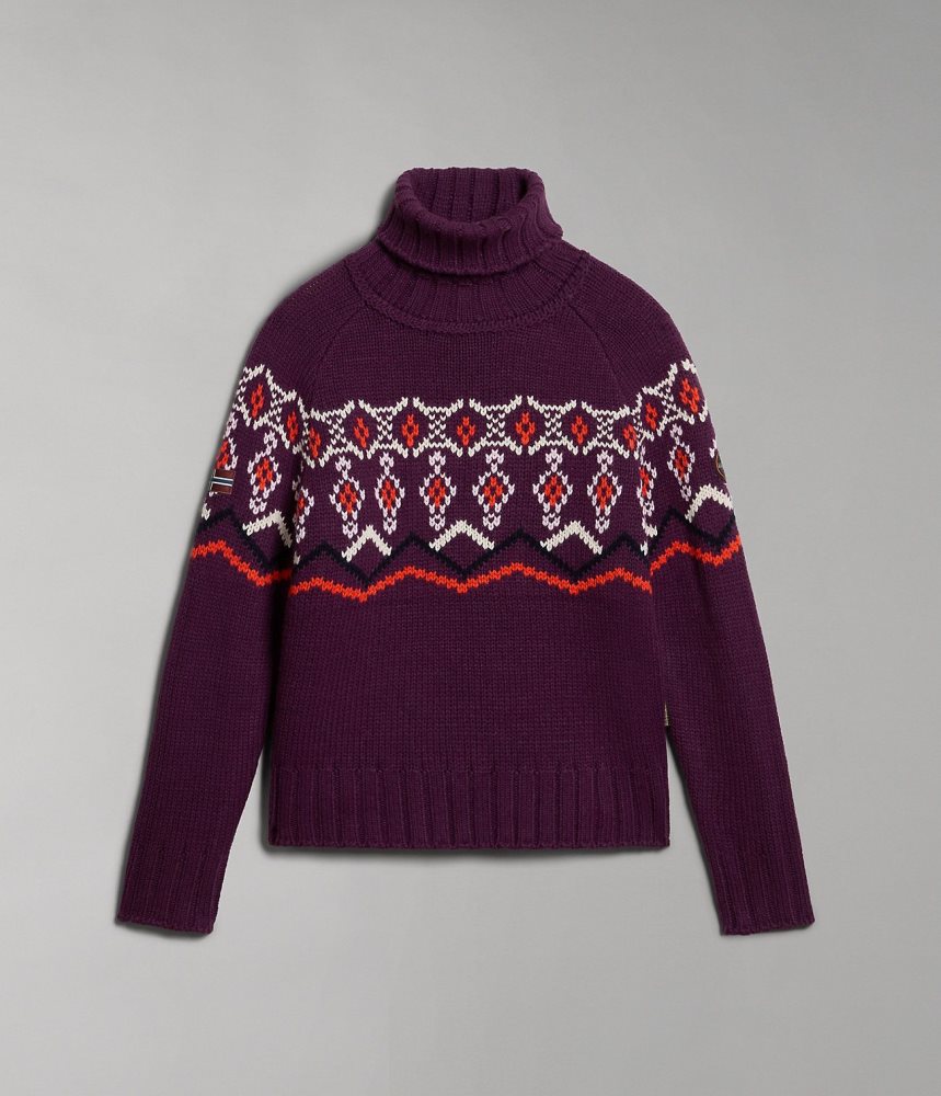 Napapijri Nathaniel Turtleneck Jumper Gebreide Kleding Dames Paars | TCEJBVD-43