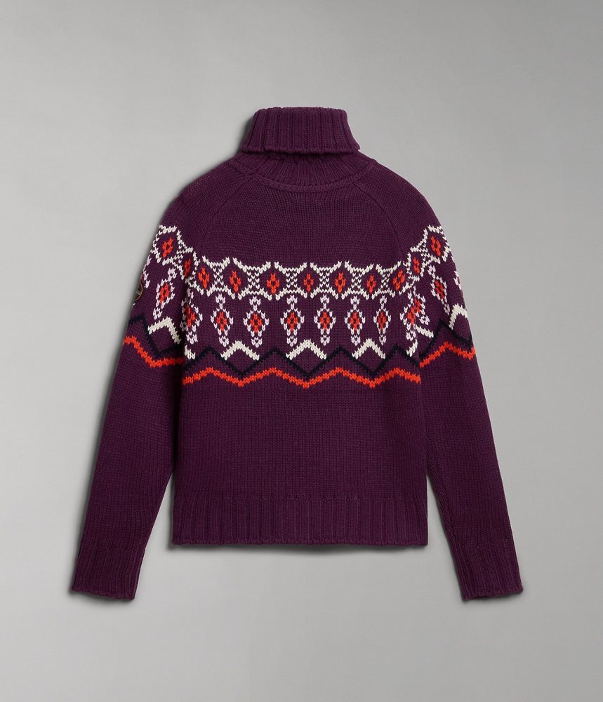 Napapijri Nathaniel Turtleneck Jumper Gebreide Kleding Dames Paars | TCEJBVD-43