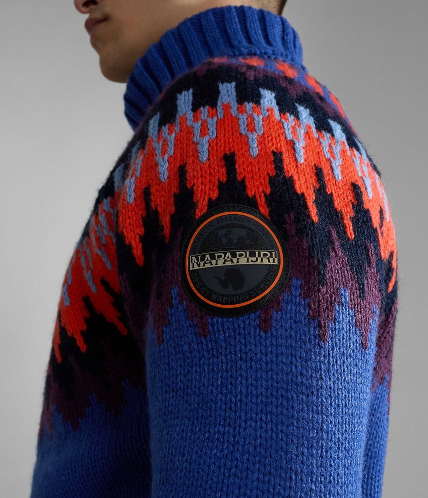 Napapijri Nathaniel Turtleneck Jumper Jumpers Heren Blauw | JPIRXLB-12