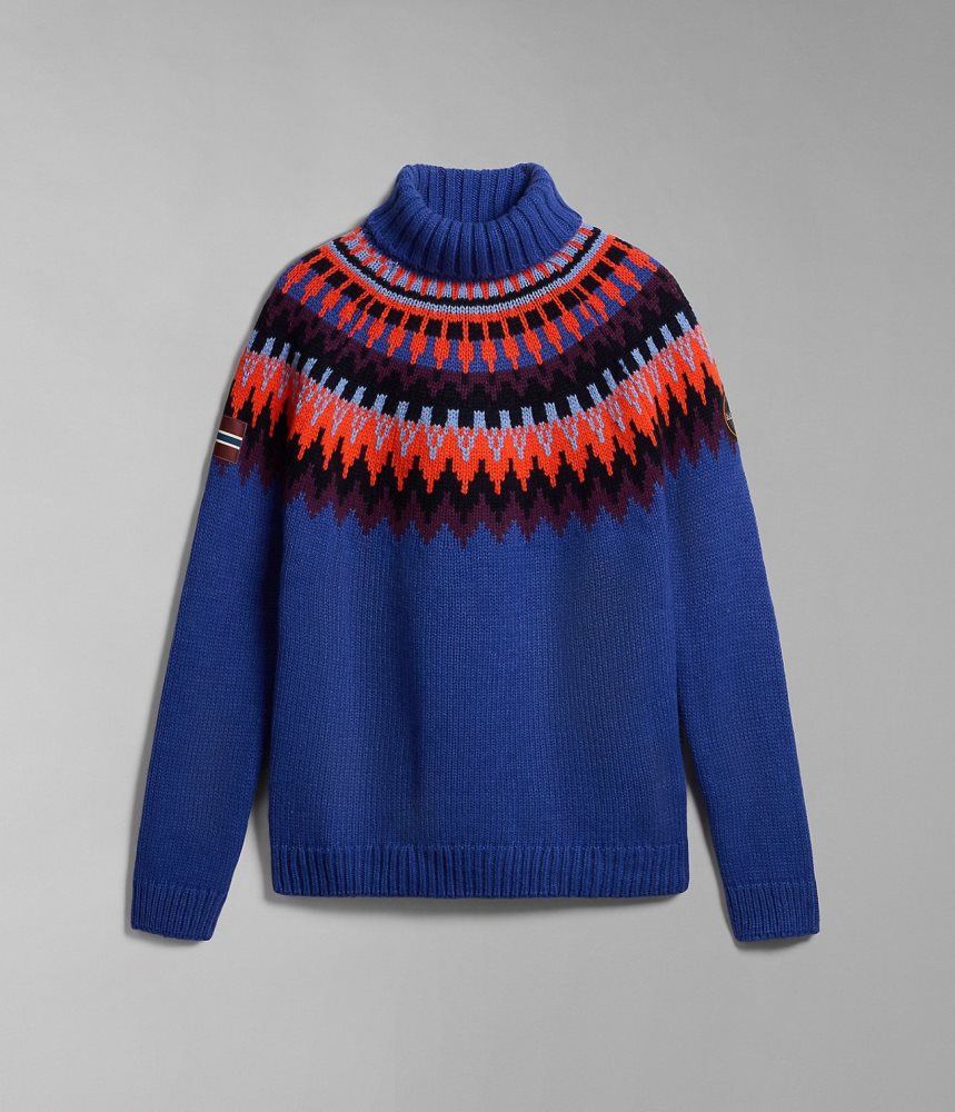 Napapijri Nathaniel Turtleneck Jumper Jumpers Heren Blauw | JPIRXLB-12