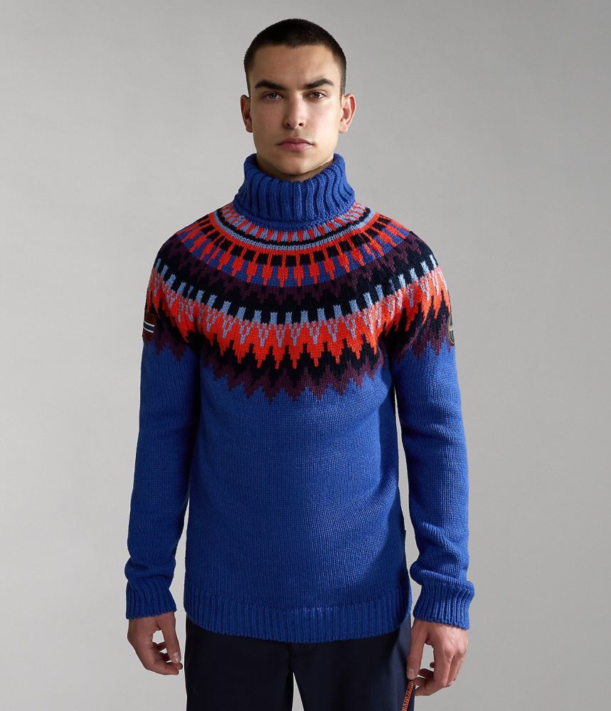 Napapijri Nathaniel Turtleneck Jumper Jumpers Heren Blauw | JPIRXLB-12