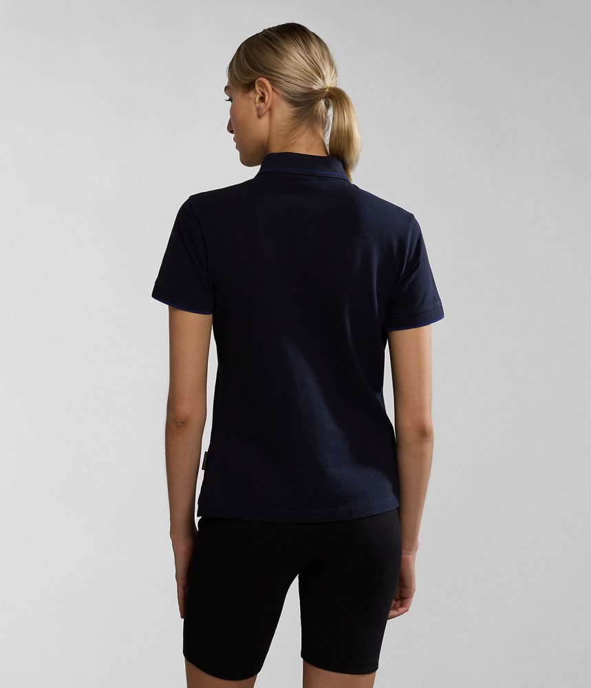 Napapijri Nina Short Sleeve Polo Shirt Poloshirt Dames Donkerblauw | QAWJXBM-48