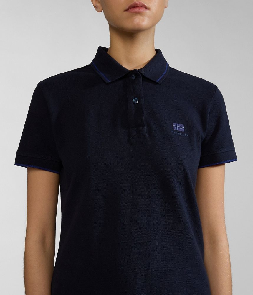 Napapijri Nina Short Sleeve Polo Shirt Poloshirt Dames Donkerblauw | QAWJXBM-48