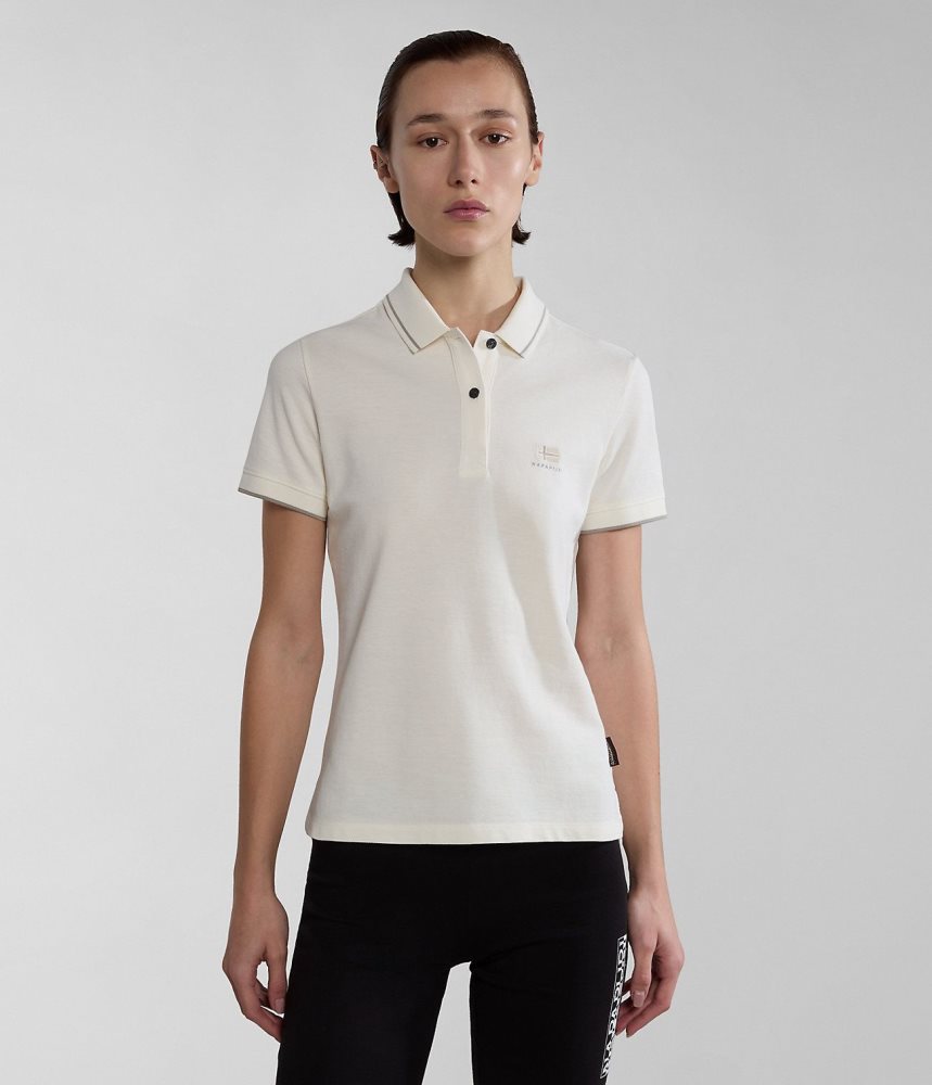 Napapijri Nina Short Sleeve Polo Shirt Poloshirt Dames Wit | LESCYOV-62
