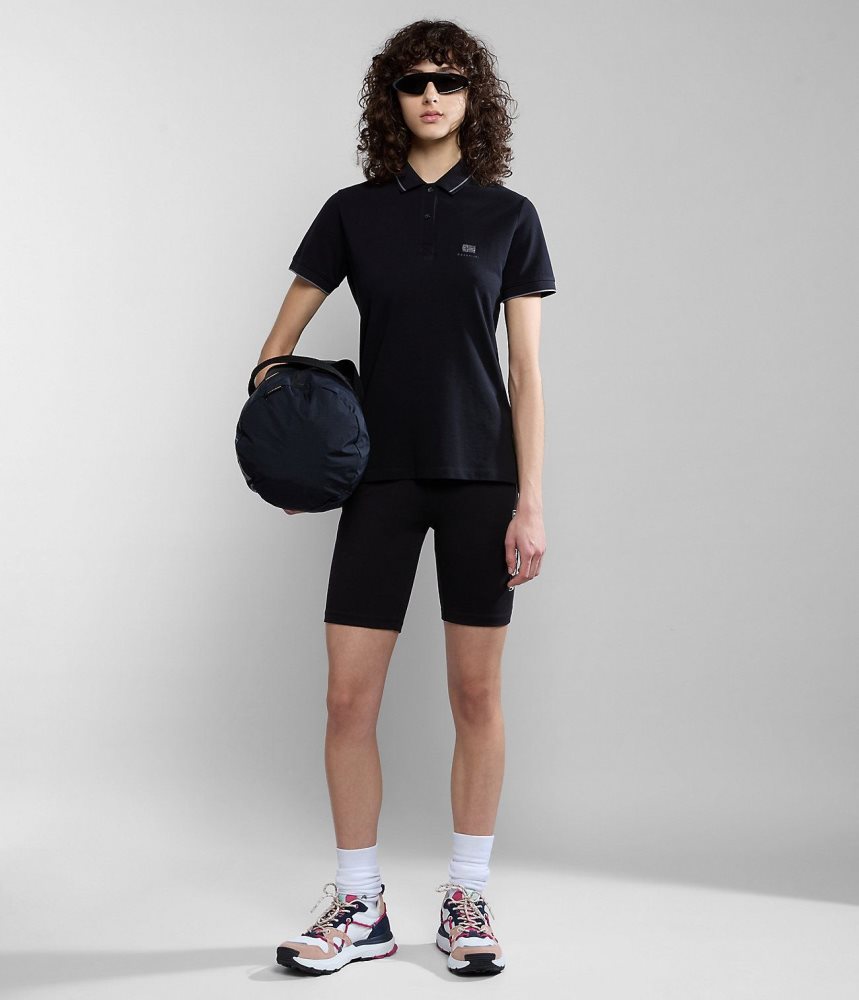 Napapijri Nina Short Sleeve Polo Shirt Poloshirt Dames Zwart | LECNTMK-50