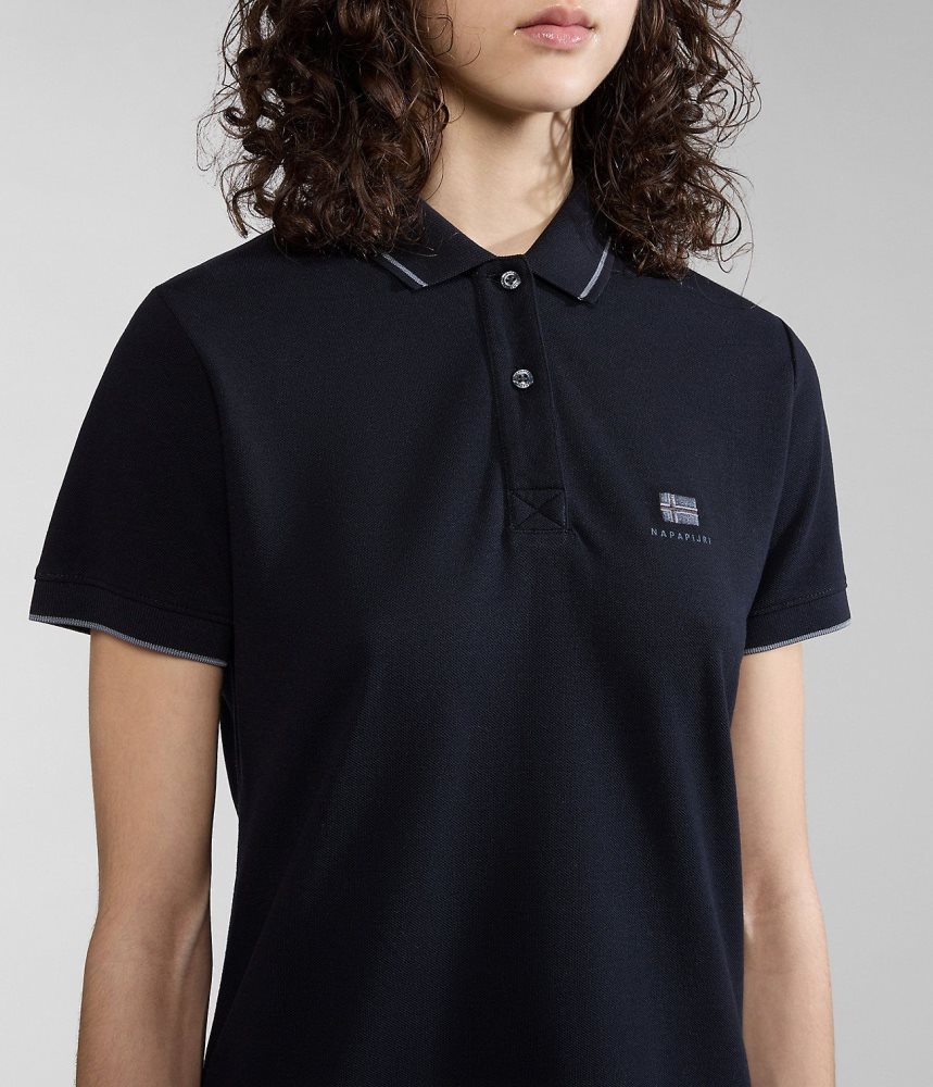 Napapijri Nina Short Sleeve Polo Shirt Poloshirt Dames Zwart | LECNTMK-50