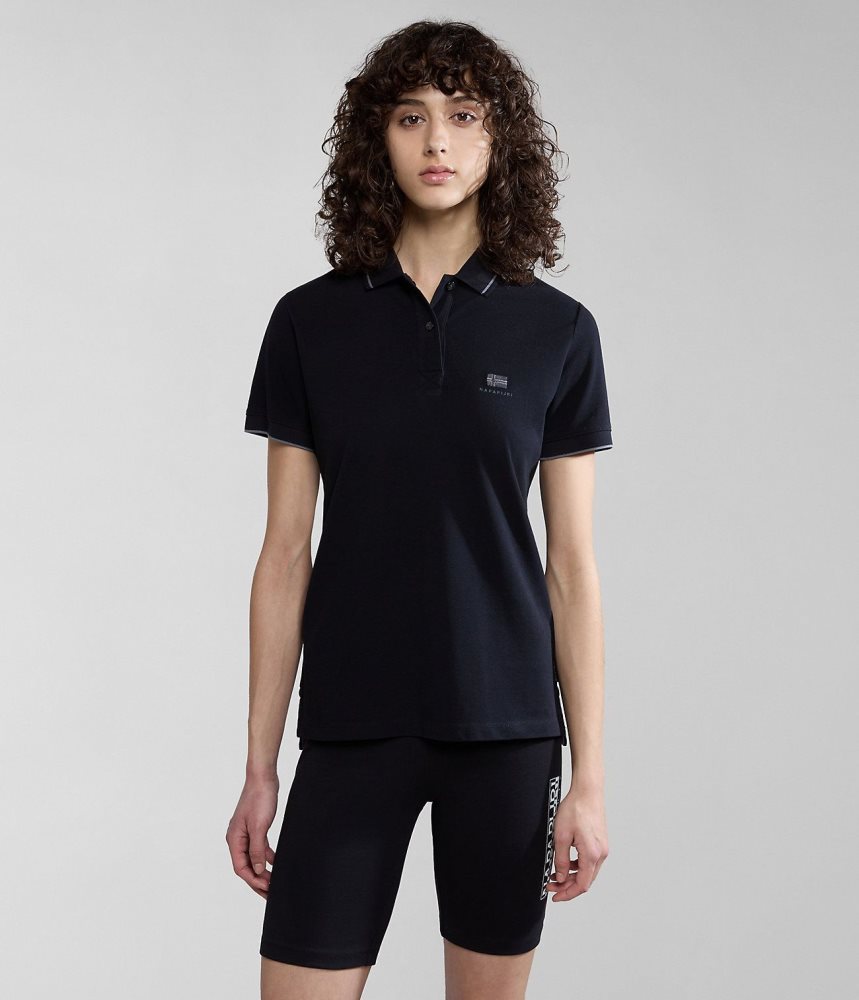 Napapijri Nina Short Sleeve Polo Shirt Poloshirt Dames Zwart | LECNTMK-50